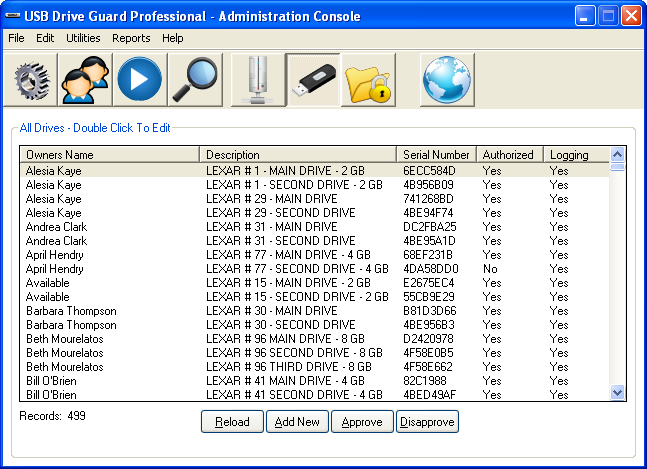 USB Drive Guard Admin View