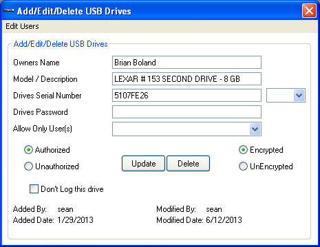 This window allows you to add, edit, or delete drives