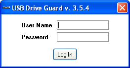 USB Drive Guard log in screen
